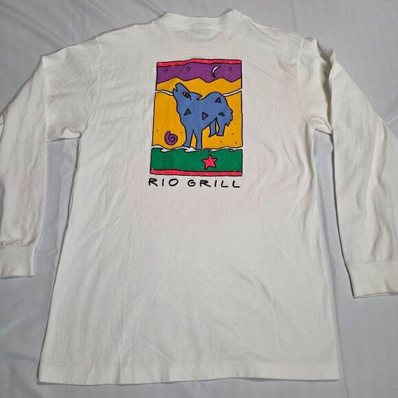 ANVIL RIO GRILL CARMEL CALIFORNIA LS T-SHIRT MENS LARGE WHITE RETRO VINTAGE - Picture 1 of 8